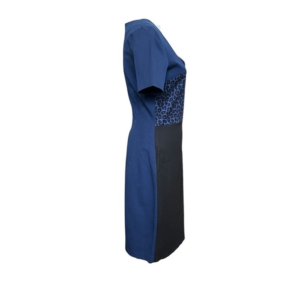 Roland Mouret x Banana Republic Pencil Dress Black Navy Leopard Print Size 10 - Picture 6 of 12